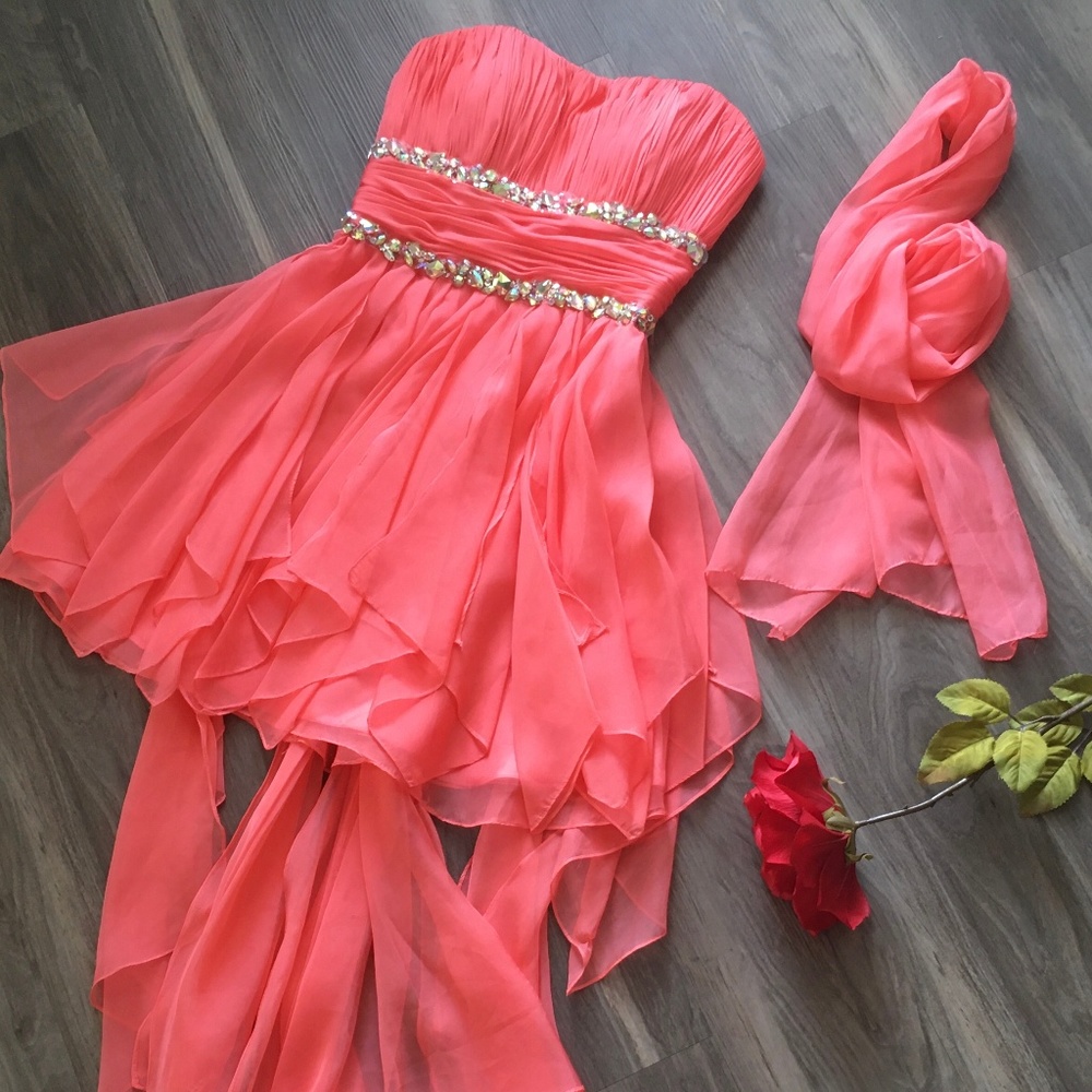 Emanuel Strapless Rhinestone Dress
